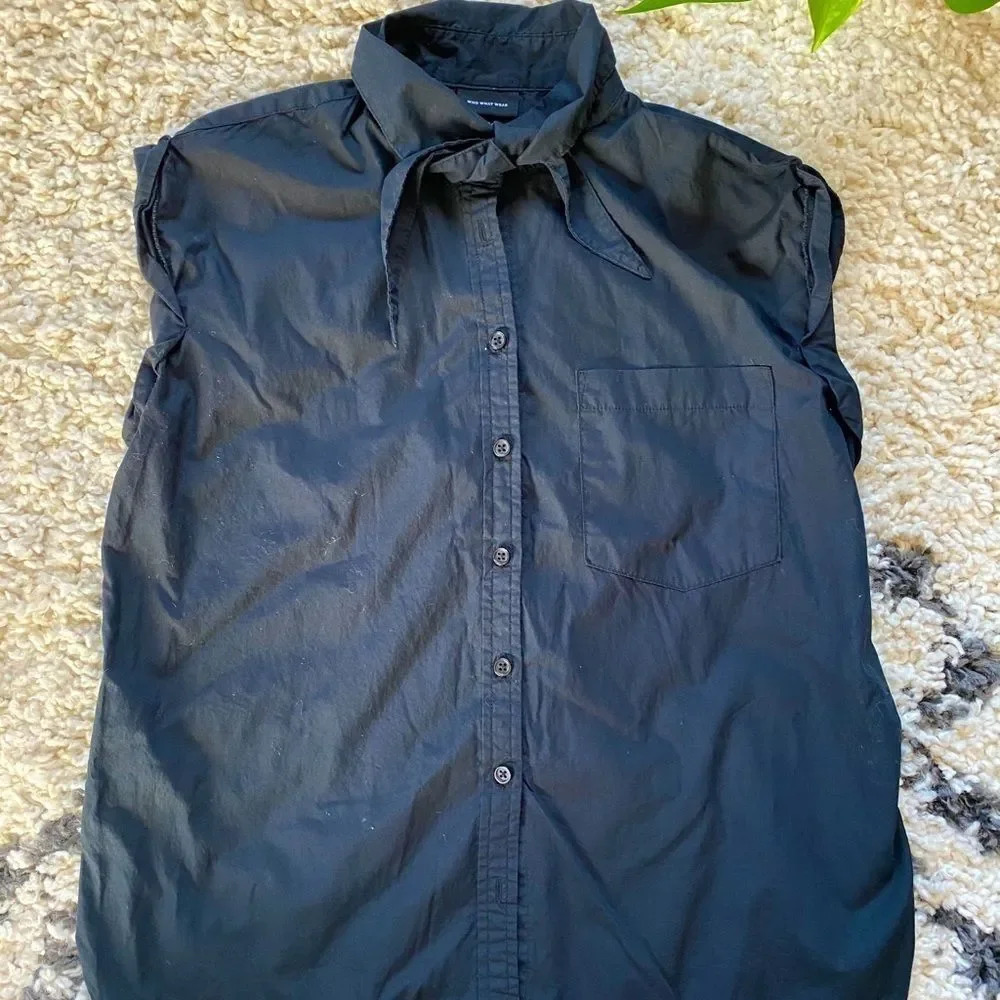 Who What Wear Black Tie Top